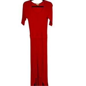 Bordeaux Red Half Sleeve Bodycon Midi Dress Women’s M Stretch Casual Summer